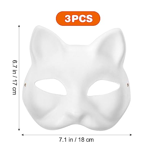 STOBOK Máscaras blancas para cosplay de lobo blanco 3 piezas japonesas Kabuki mascarillas Halloween Cosplay Cubierta facial Fiesta Facial Carnaval Disfraz Accesorios