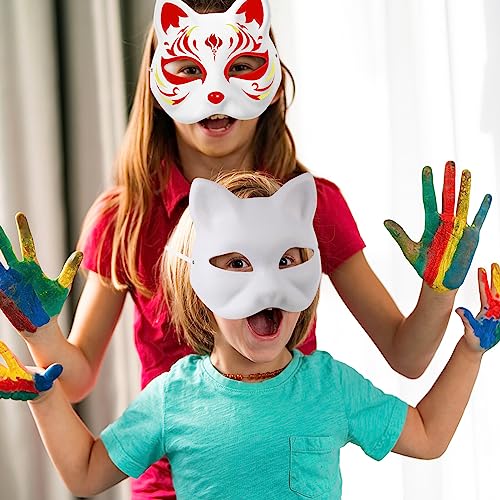 STOBOK Máscaras blancas para cosplay de lobo blanco 3 piezas japonesas Kabuki mascarillas Halloween Cosplay Cubierta facial Fiesta Facial Carnaval Disfraz Accesorios