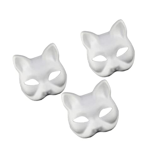 STOBOK Máscaras blancas para cosplay de lobo blanco 3 piezas japonesas Kabuki mascarillas Halloween Cosplay Cubierta facial Fiesta Facial Carnaval Disfraz Accesorios