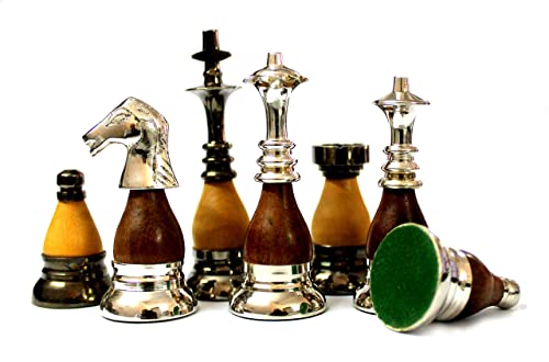 StonKraft 3.5" King Height - Collector Edition Brass and Wooden Chess Chessmen Coins Figure Figurine Pieces