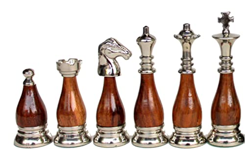 StonKraft 3.5" King Height - Collector Edition Brass and Wooden Chess Chessmen Coins Figure Figurine Pieces