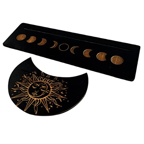 Stronrive Madera para Tarjetas Tarot, Barajas Tarot En Forma Luna, Decoración Altar, Pantalla Rectangular En Forma Luna, Herramientas Adivinación Bruja Oráculo