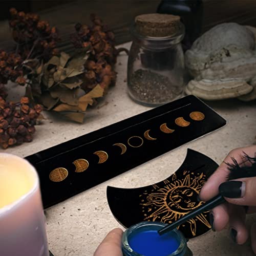 Stronrive Madera para Tarjetas Tarot, Barajas Tarot En Forma Luna, Decoración Altar, Pantalla Rectangular En Forma Luna, Herramientas Adivinación Bruja Oráculo