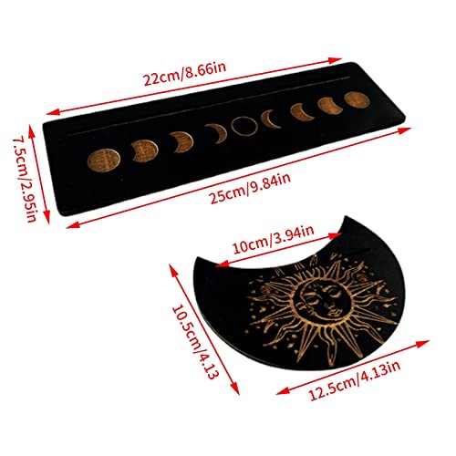 Stronrive Madera para Tarjetas Tarot, Barajas Tarot En Forma Luna, Decoración Altar, Pantalla Rectangular En Forma Luna, Herramientas Adivinación Bruja Oráculo