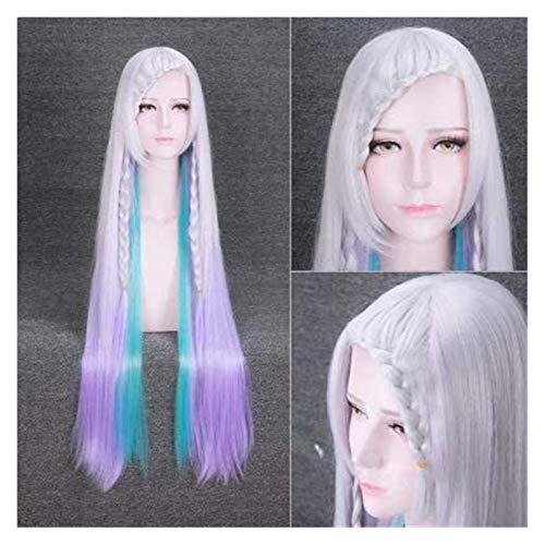 SUCICI Anime Cosplay Wig Sao Sword Sword Art Online Yuna Plata Blanco Púrpura Pelo Largo Cómic-con Navidad Carnaval Halloween Party Daily Life Men and Women Fashion Wig