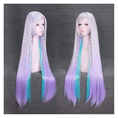 SUCICI Anime Cosplay Wig Sao Sword Sword Art Online Yuna Plata Blanco Púrpura Pelo Largo Cómic-con Navidad Carnaval Halloween Party Daily Life Men and Women Fashion Wig