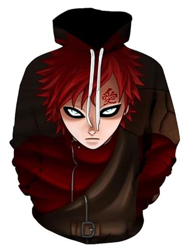 Sudadera con capucha de anime con estampado 3D Sabaku no Gaara Cosplay disfraz unisex style-09 marrón 160 (altura 150-160 cm)