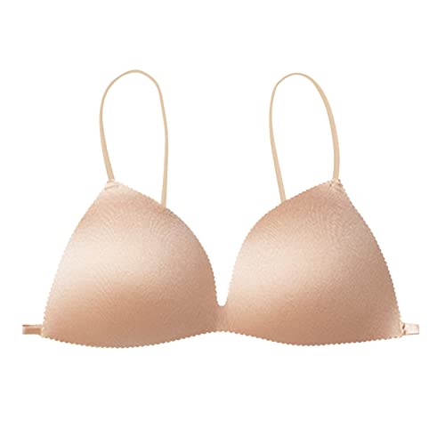 Sujetador sin costuras para mujer Sujetadores cómodos inalámbricos Sujetadores deportivos triangulares sin forro Bralettes elásticos suaves ultraligeros Camisetas Partido A Partido (Beige, One Size)