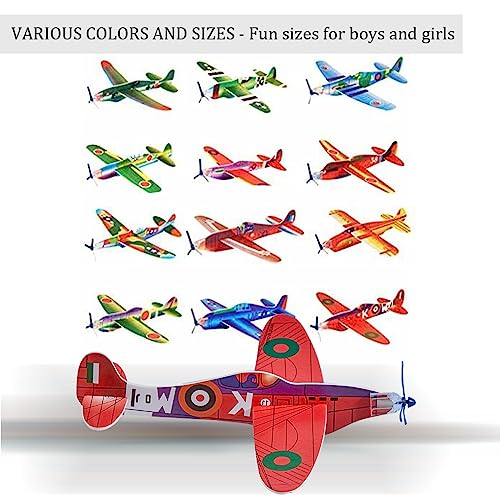 SUNCHE Planeadores Voladores, Avión Planeador de Espuma, Aviones Planeadores de Juguete, Flying Glider Plane Set, Rifa de Escuela Regalo Sorpresa para Niños, Empaquetados Individualmente, 12 Piezas