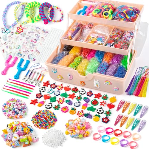 Sundaymot Gomas Para Hacer Pulseras, 16000+ Elásticas Plásticas kit, gomas pulseras, Gomas para Pulseras para Hacer Pulseras y Collares Niñas