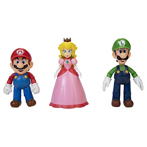 Super Mario – Diorama Multipack Reino Champiñón con 3 Figuras de 10 cm Articuladas – Las Figuras Tienen Poses Propias Clásicas del Videojuego - Juguetes para Niños 3 años