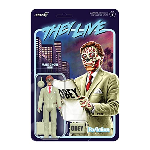 Super7 They Live Male Ghoul (Glow) - Figura de reacción a escala de 3.75 pulgadas