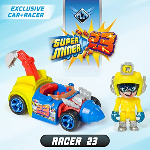 T-RACERS Turbo Truck Turbo Digger – Súper vehículo con 1 piloto y 1 vehículo exclusivos. Compatible con otros coches T-Racers