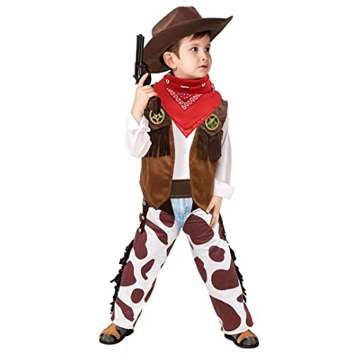 Tacobear Disfraz Vaquero Niño Disfraz Cowboy Costume Niño con Gorro Vaquero Pañuelo Vaquero Chaleco de Vaquero Accesorios para Fiesta de Halloween Carnaval Navidad para Niño 3 4 5 6 7 8 9 10 11 12años