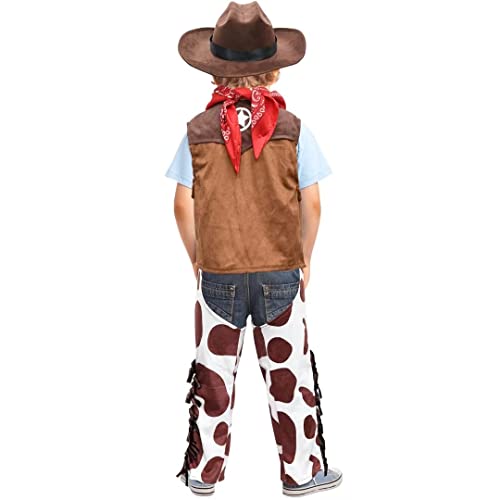 Tacobear Disfraz Vaquero Niño Disfraz Cowboy Costume Niño con Gorro Vaquero Pañuelo Vaquero Chaleco de Vaquero Accesorios para Fiesta de Halloween Carnaval Navidad para Niño 3 4 5 6 7 8 9 10 11 12años