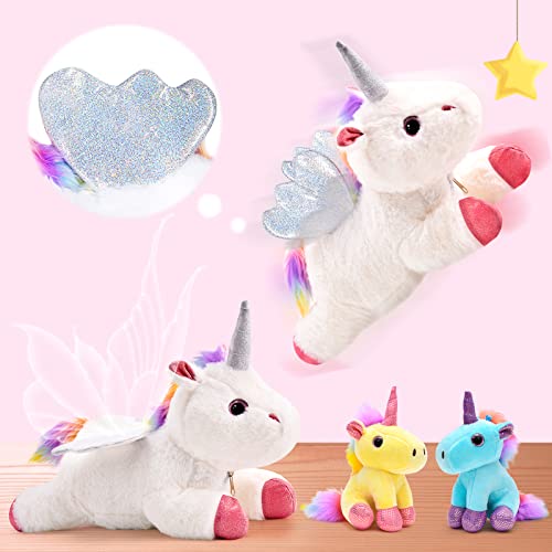 Tacobear Unicornio Peluche Osito Peluche Unicornio Mamá con 4 Bebés Unicornio Juguete Peluche Regalo Unicornio para Navidad Cumpleaños Unicornio para Niñas 3 4 5 6 7 Años