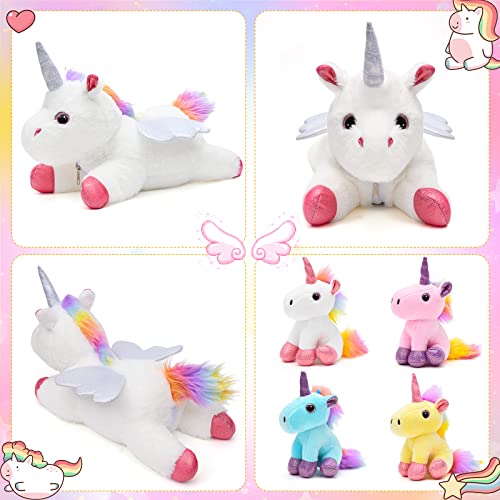 Tacobear Unicornio Peluche Osito Peluche Unicornio Mamá con 4 Bebés Unicornio Juguete Peluche Regalo Unicornio para Navidad Cumpleaños Unicornio para Niñas 3 4 5 6 7 Años