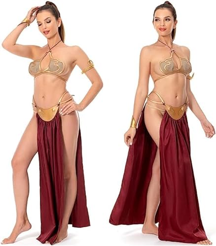 Taeyue Leia - Disfraz de princesa para cosplay, figura Jedi, princesa, esclavo, cosplay, bikini, traje de Halloween, carnaval, trajes para mujeres, S