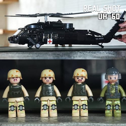 Tarcury UH-60 Black Hawk Helicóptero de Utilidad Militar Juguete de Construcción - Set del Ejército con 692 PCS y 4 Soldados de Juguete