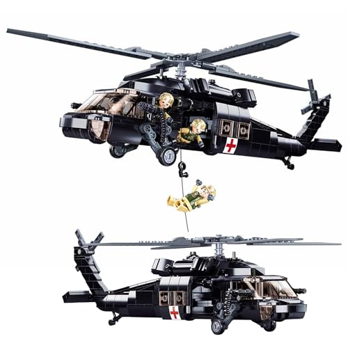 Tarcury UH-60 Black Hawk Helicóptero de Utilidad Militar Juguete de Construcción - Set del Ejército con 692 PCS y 4 Soldados de Juguete