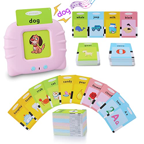 Tarjetas Flash parlantes, Juguetes de Aprendizaje para niños de 1 a 6 años, inglés británico, 384 Palabras, Juguetes educativos audibles, recursos de Aprendizaje Preescolar, Rosa