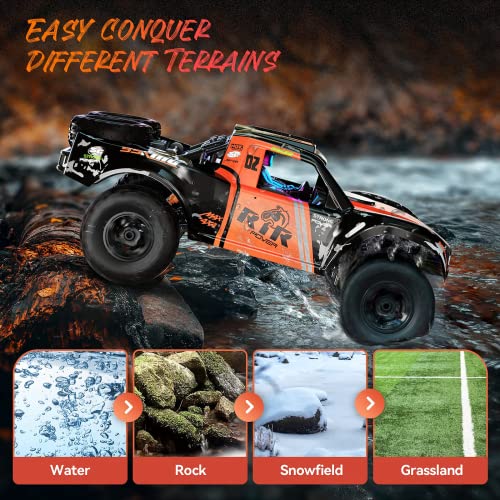 TCRAZY Coche RC Escala 1:8, Coche Anfibio de Control Remoto para niños de 8 a 12 años, camión RC Impermeable 4x4, vehículo sobre orugas de Roca para niños y Adultos, 2 baterías para más de 40 minut