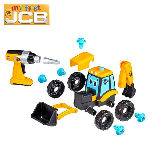 Teamsterz Mi Primer camión JCB Take Apart Joey Digger | Juguete de Taladro a batería y Juguete de construcción Desmontable | Juego de Excavadora de construcción de 16 Piezas | Edades 18M+