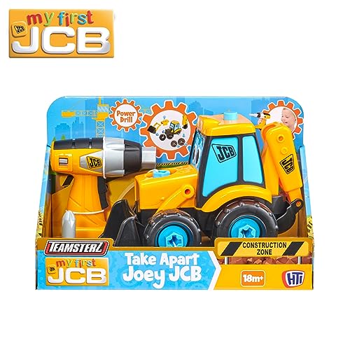 Teamsterz Mi Primer camión JCB Take Apart Joey Digger | Juguete de Taladro a batería y Juguete de construcción Desmontable | Juego de Excavadora de construcción de 16 Piezas | Edades 18M+