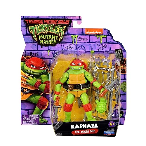 Teenage Mutant Ninja Turtles 83284CO Mutant Mayhem - Figura de acción básica de Raphael de 4.65 Pulgadas, Regalo Ideal para niños de 4 a 7 años y fanáticos de TMNT