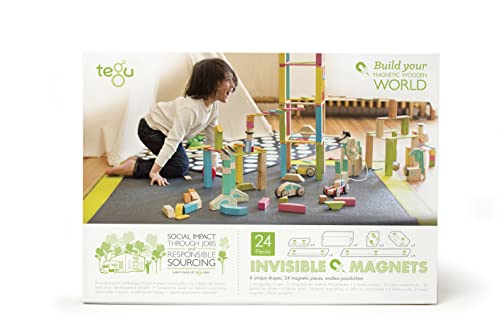 Tegu Juego de Bloques de Construcción de madera magnéticos de 24 piezas - Natural , color/modelo surtido