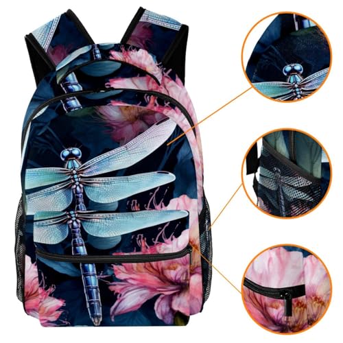 Ten éxito con estilo con nuestra mochila escolar con patrón de libélula: eleva tu educación con moda, multicolor