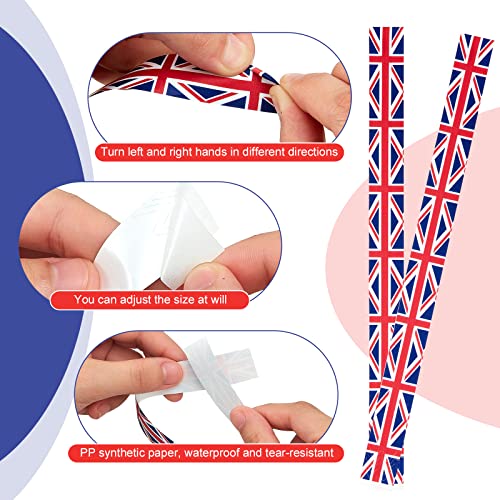 Tenare Set de Banderín de 30 Banderas de Union Jack y 100 Tiras de Cadena de Papel Autoadhesivas Pancarta Británica de 10 m para Decoración del Día Nacional Fiesta Real Británica Coronación