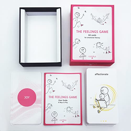 The Feelings Game | 64 Feelings Literacy Cards | No Violent Communication Teaching Tool | 177 Feelings States to Discover