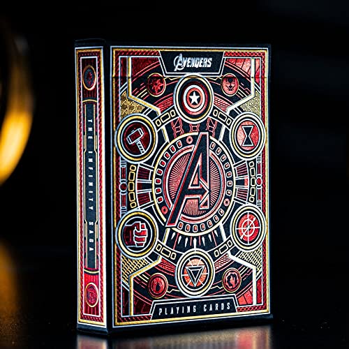 Theory11 Avengers Infinity Saga Red Edition - Cartas de juego con clip de acrílico transparente transparente para cubierta