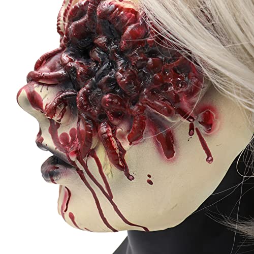 THRST Máscara de Bruja de látex Maldición de Terror de Halloween Accesorios de Miedo Máscara de Hombre Viejo Fantasma bioquímico de Pelo Blanco Femenino