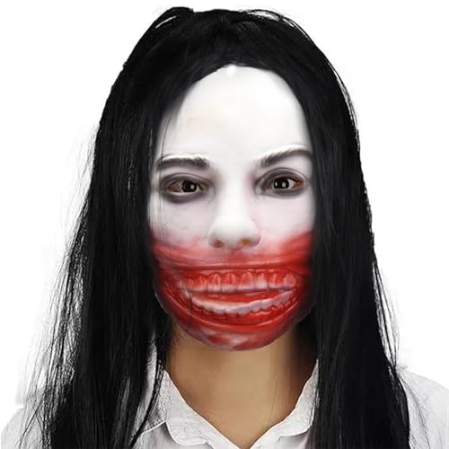 TIANHOO Máscara de Terror de Halloween Máscara de Vampirismo Sangriento Máscara de Cabeza Completa Mascaras de Latex Realistas con Pelucas para Accesorios de Cosplay de Halloween