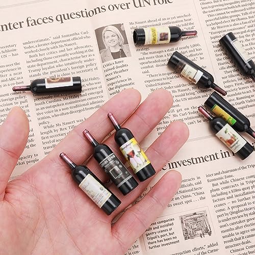 TIESOME Casa de Muñecas Botellas de Vino, 10Pcs 1:12 Escala Mini Botellas de Vino Tinto Botellas de Bebida en Miniatura Vino Modelo Decoración Accesorios de Cocina para Decoraciones de Casa de Muñecas