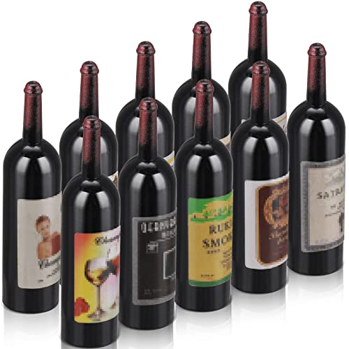 TIESOME Casa de Muñecas Botellas de Vino, 10Pcs 1:12 Escala Mini Botellas de Vino Tinto Botellas de Bebida en Miniatura Vino Modelo Decoración Accesorios de Cocina para Decoraciones de Casa de Muñecas