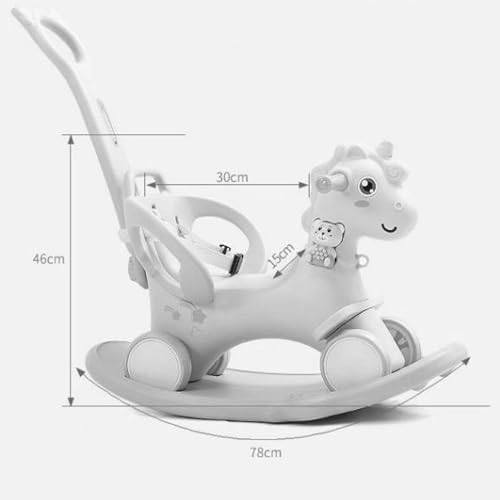 TikTakToo Mecedora 3 en 1 para niños con forma de caballo mecedora con coche deslizante, mecedora para niñas y niños (verde claro/blanco)