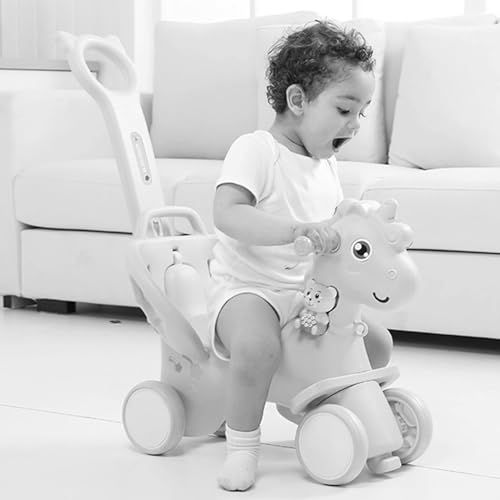 TikTakToo Mecedora 3 en 1 para niños con forma de caballo mecedora con coche deslizante, mecedora para niñas y niños (verde claro/blanco)