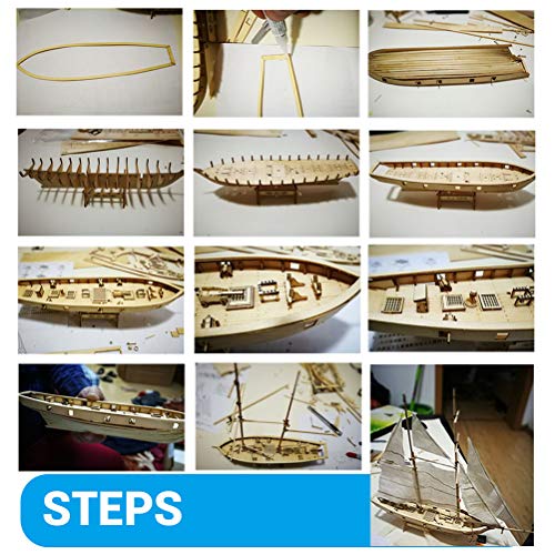 TiSkying Kits de modelos de montaje de buques de Bricolaje, Kit de velero Maqueta de Barcos de Vela de Madera Clásica Decoración Maqueta de Velero de Madera para Niños y Adultos