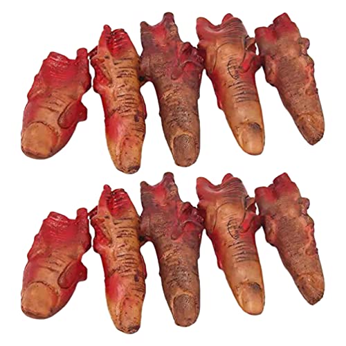 Toddmomy 10 Piezas Fiambrera con La Mano Ensangrentada Accesorios De Decoración De Halloween Dedos Sangrientos Falsos Malditos Dedos Falsos Obsesionado Intermitentemente Vinilo Constituir