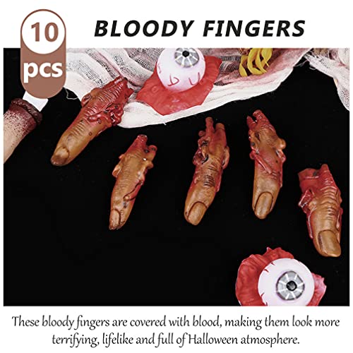 Toddmomy 10 Piezas Fiambrera con La Mano Ensangrentada Accesorios De Decoración De Halloween Dedos Sangrientos Falsos Malditos Dedos Falsos Obsesionado Intermitentemente Vinilo Constituir