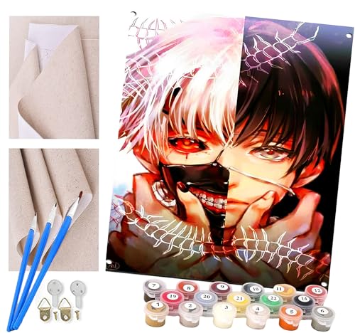 ToeTs Pintar por Numeros Adultos DIY Pintura al Oleo para Adultos y Niños Anime manga japonés Kit de Pintura con Lienzos Pinceles y Acuarelas Manualidades y Decoración del Hogar