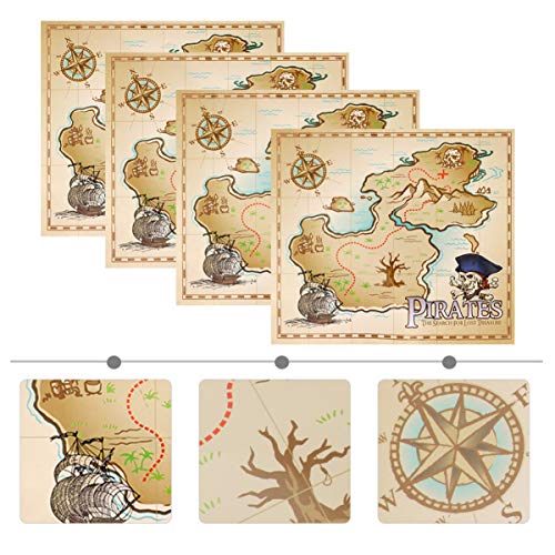 Tomaibaby 4 Piezas Mapa del Tesoro Juego De Halloween para Niños Favor De La Fiesta De Halloween Niños Juguetes De Halloween Colgando Fotos Papel Niño Pequeño Pirata