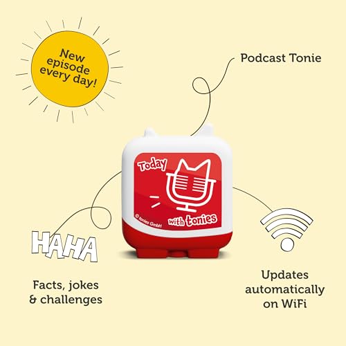 tonies Podcast de hoy para niños, diversión diaria, bromas, hechos y desafíos, nuevo contenido todos los días, para mayores de 4 años para uso con Toniebox