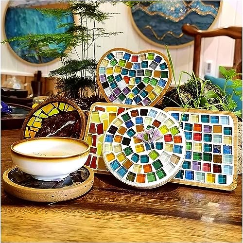 TOOSOAR 500g de Colores Mosaico Ceramica,Forma Irregular Mosaico de Cristal Azulejos, para Manualidades de Decoración Del Hogar