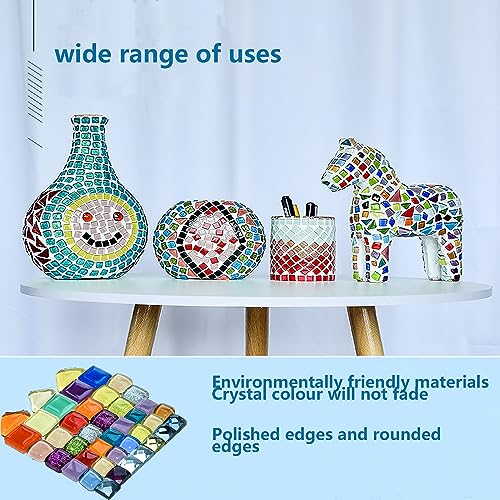 TOOSOAR 500g de Colores Mosaico Ceramica,Forma Irregular Mosaico de Cristal Azulejos, para Manualidades de Decoración Del Hogar