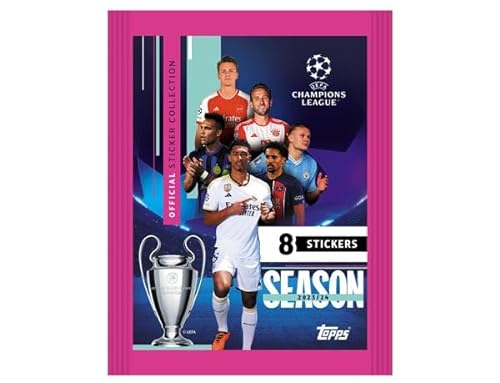 Topps Champions League 2023/2024 Pegatinas – 1 paquete de inicio + 5 bolsas de colección