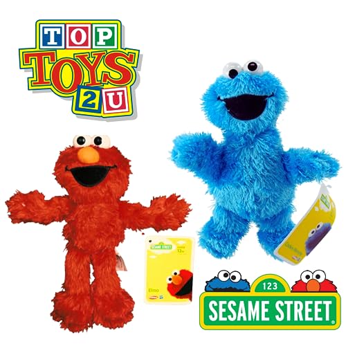 Toptoys2u Bargain Bundles Elmo y Cookie Monster 8" 20cm Peluche súper Suave Nuevo con Etiquetas Juego de 2 Azul